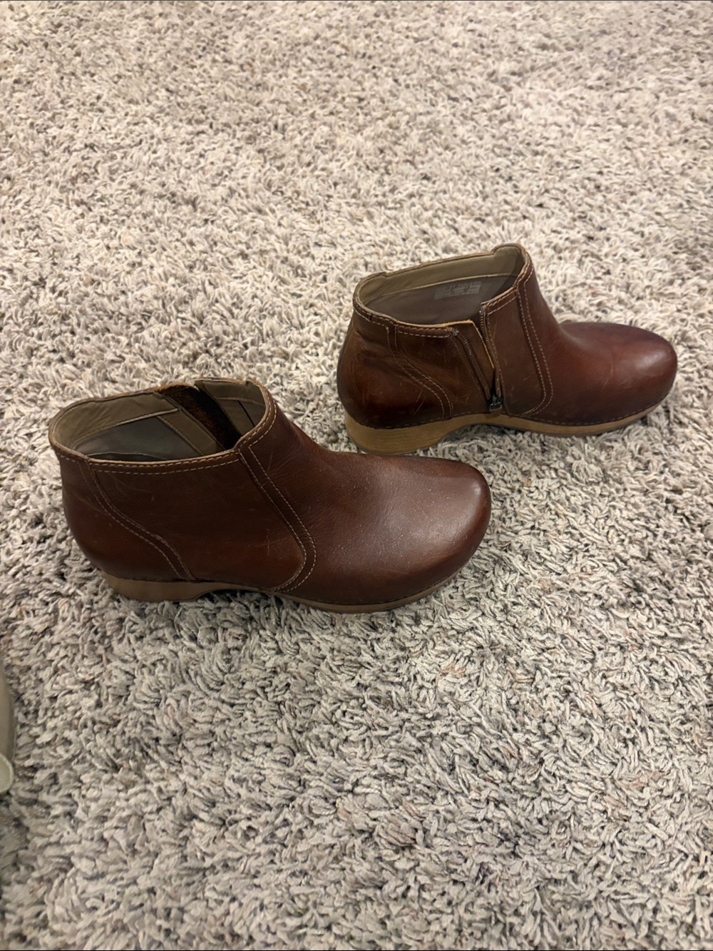 Dansko Brown Leather Side-Zip Ankle Booties